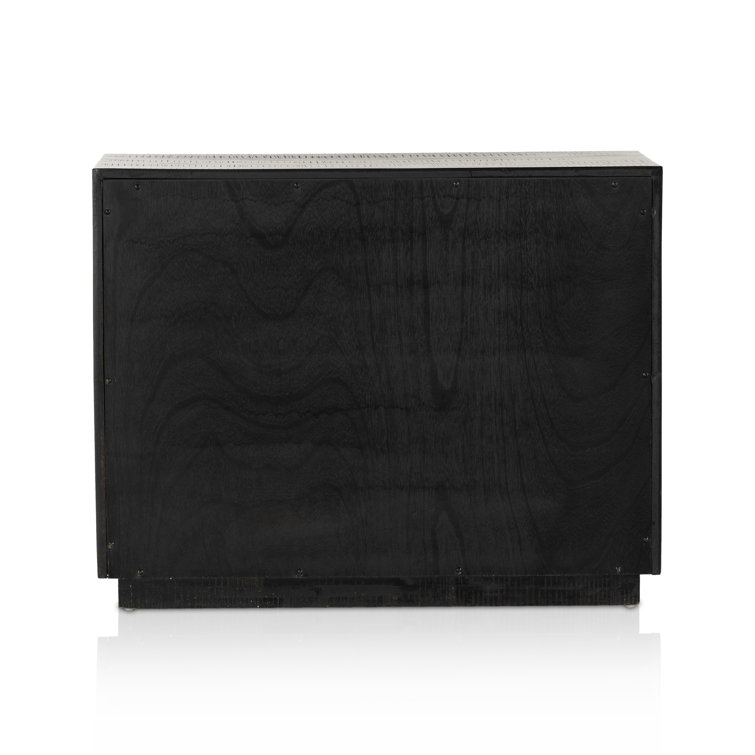 Suki Black 3-Drawer Nightstand with Metal Handles