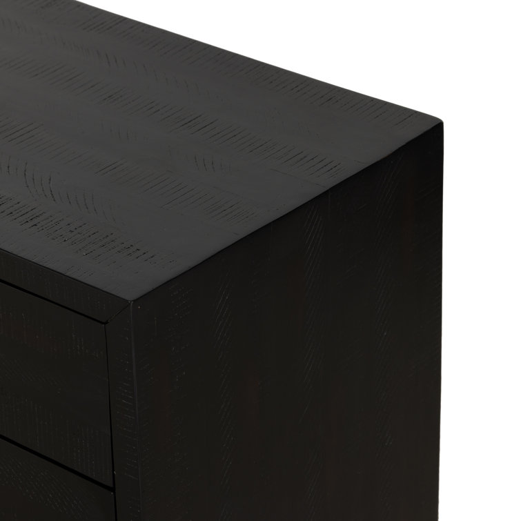 Suki Black 3-Drawer Nightstand with Metal Handles