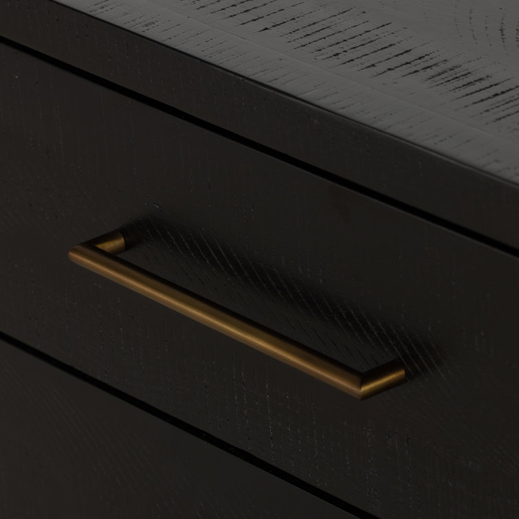 Suki Black 3-Drawer Nightstand with Metal Handles