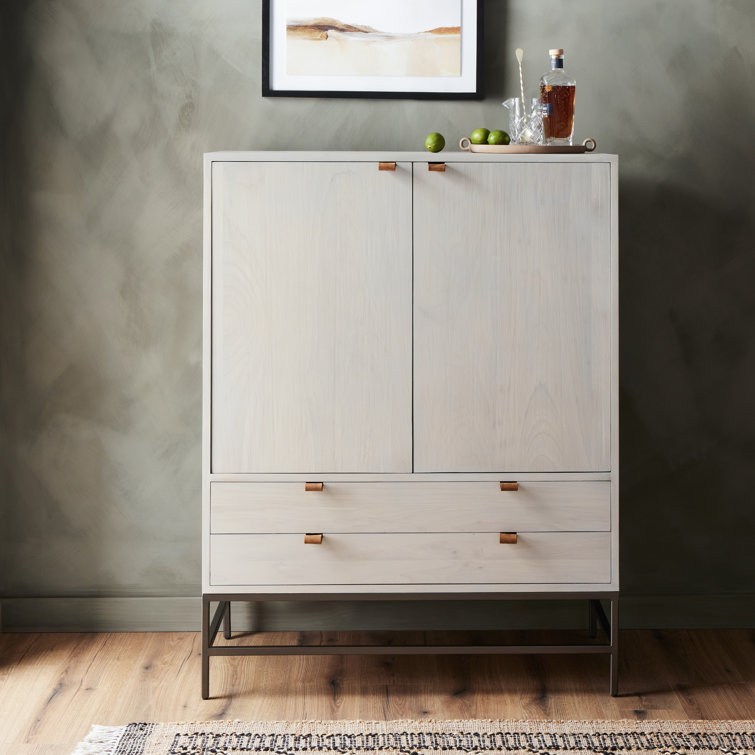 Dove Poplar Solid Wood Storage Cabinet with Metal Legs