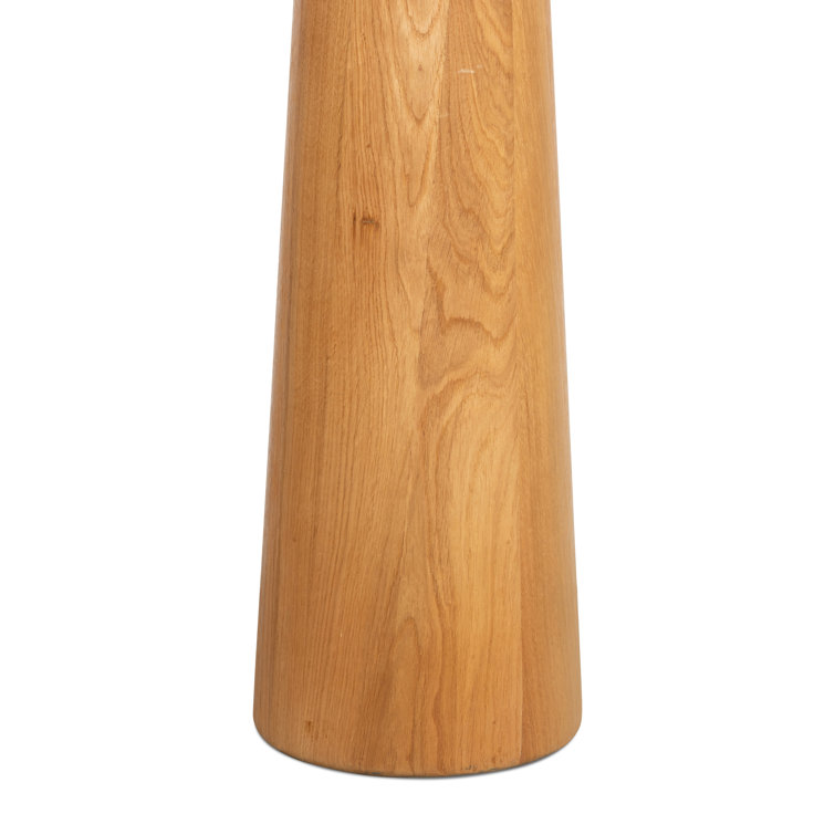 66" Oak and Bronze Floor Lamp with Pleated Shade