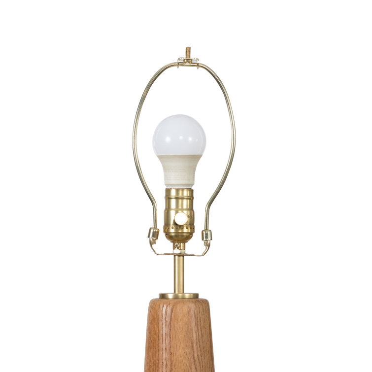 66" Oak and Bronze Floor Lamp with Pleated Shade