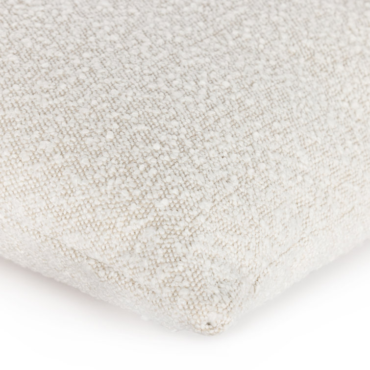 Cream Boucle and Black Leather Square Throw Pillow Set