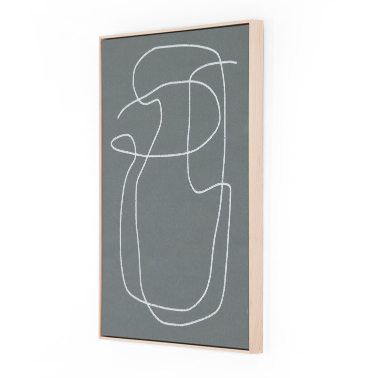 Large Gray and White Abstract Canvas Print Set with Maple Frame
