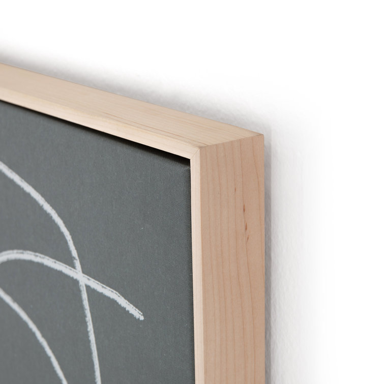 Large Gray and White Abstract Canvas Print Set with Maple Frame