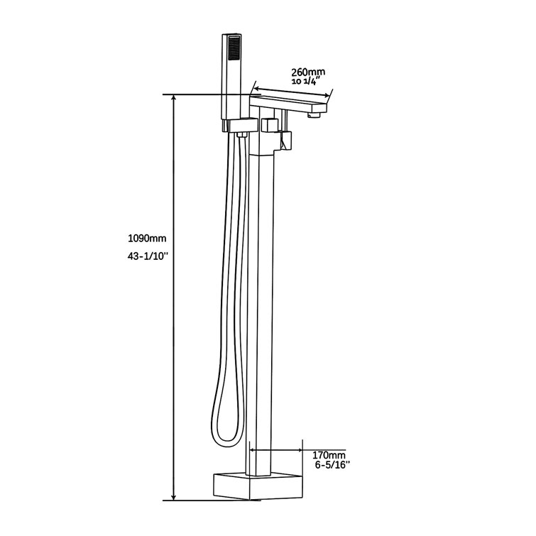 Matte Black Stainless Steel Freestanding Tub Filler with Hand Shower