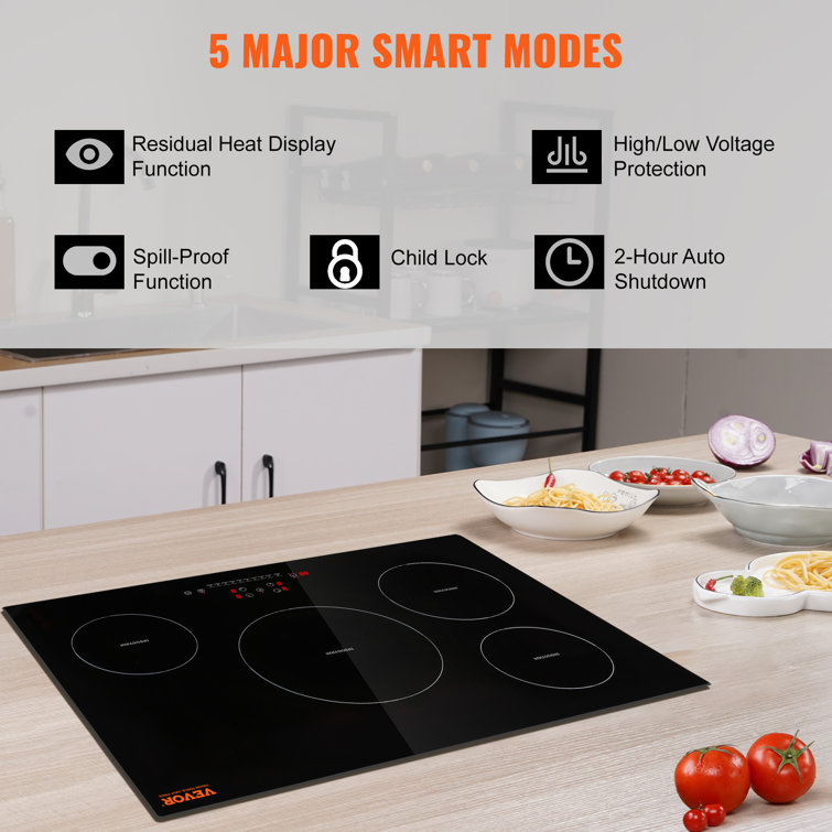 VEVOR 30'' Black Stainless Steel 4 Burner Induction Cooktop