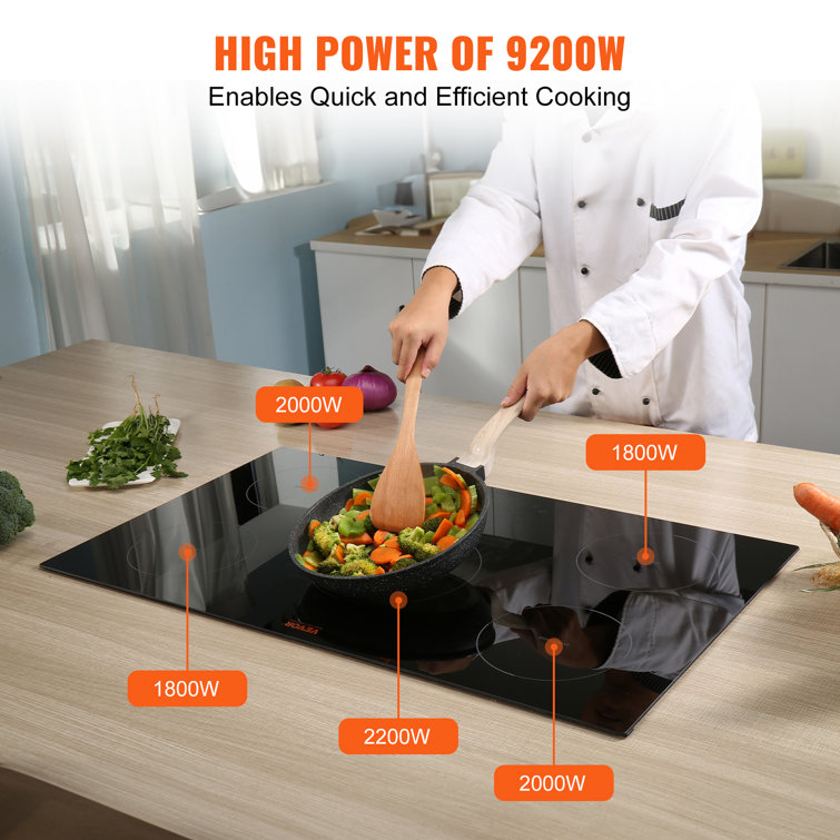 VEVOR 36" Black Ceramic 5 Burner Induction Cooktop