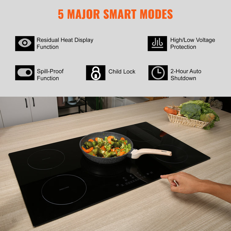 VEVOR 36" Black Ceramic 5 Burner Induction Cooktop