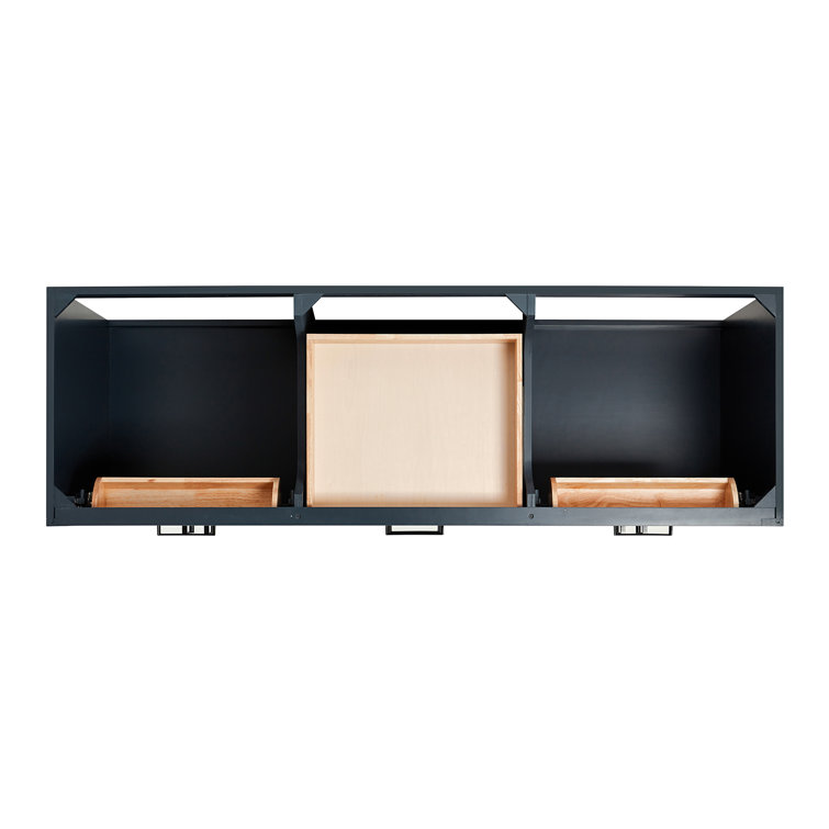 Midnight Blue Hardwood Freestanding Double Bathroom Vanity