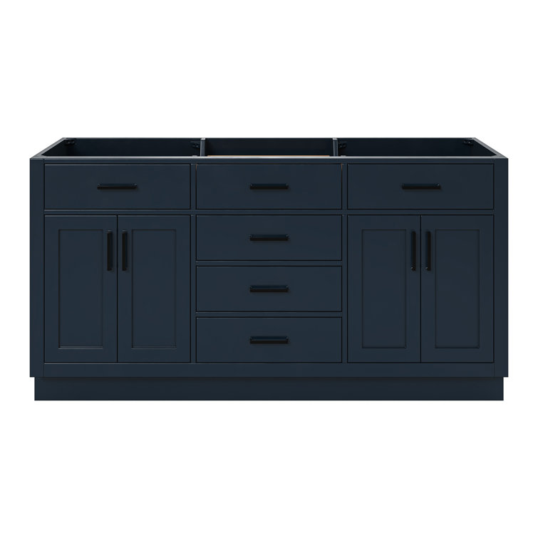 Midnight Blue Hardwood Freestanding Double Bathroom Vanity