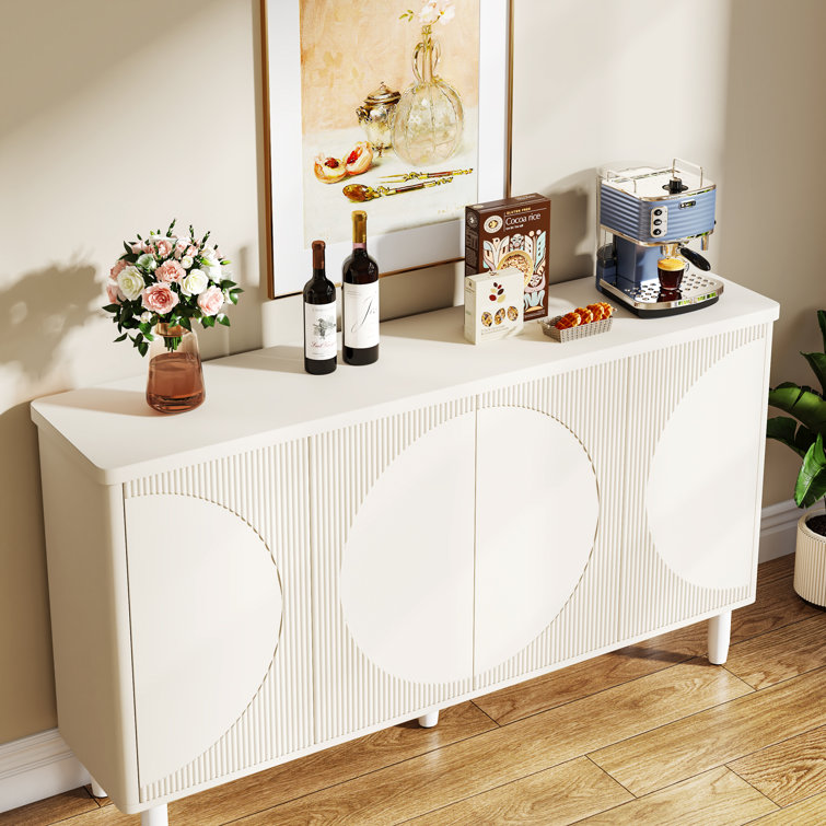 White Modern 59.4'' Sideboard with Semicircle Pattern
