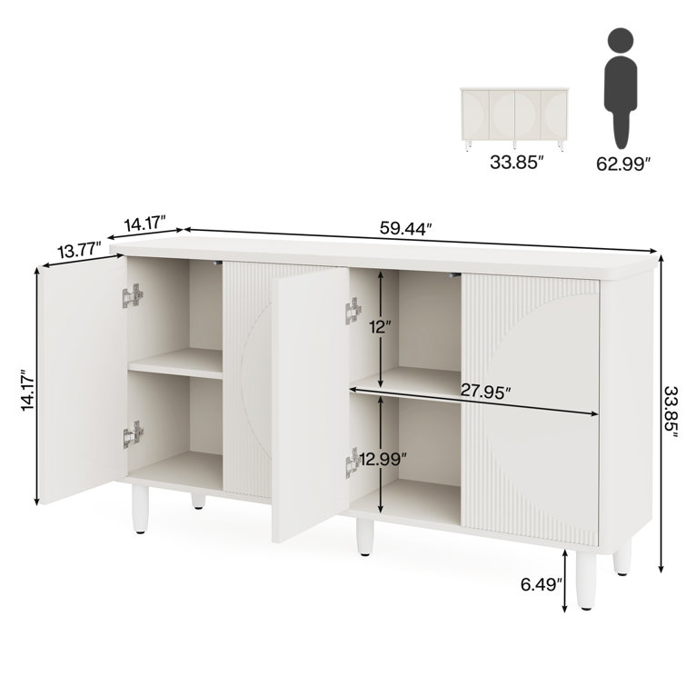 White Modern 59.4'' Sideboard with Semicircle Pattern