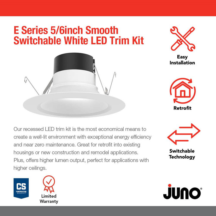 7.625'' White Aluminum LED Retrofit Recessed Lighting Kit