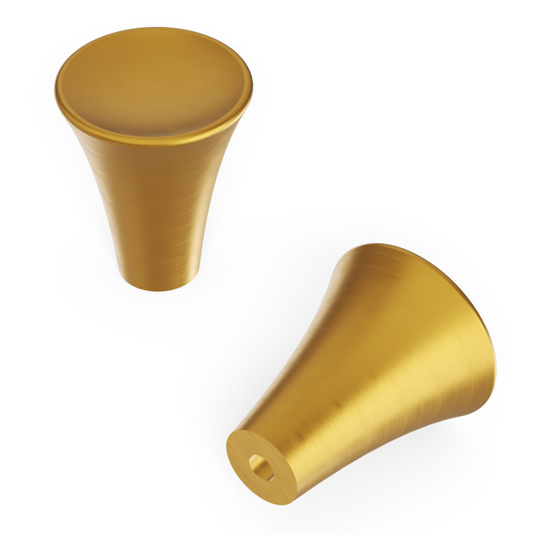 Brushed Golden Brass Conical Cabinet Knob 10-Pack