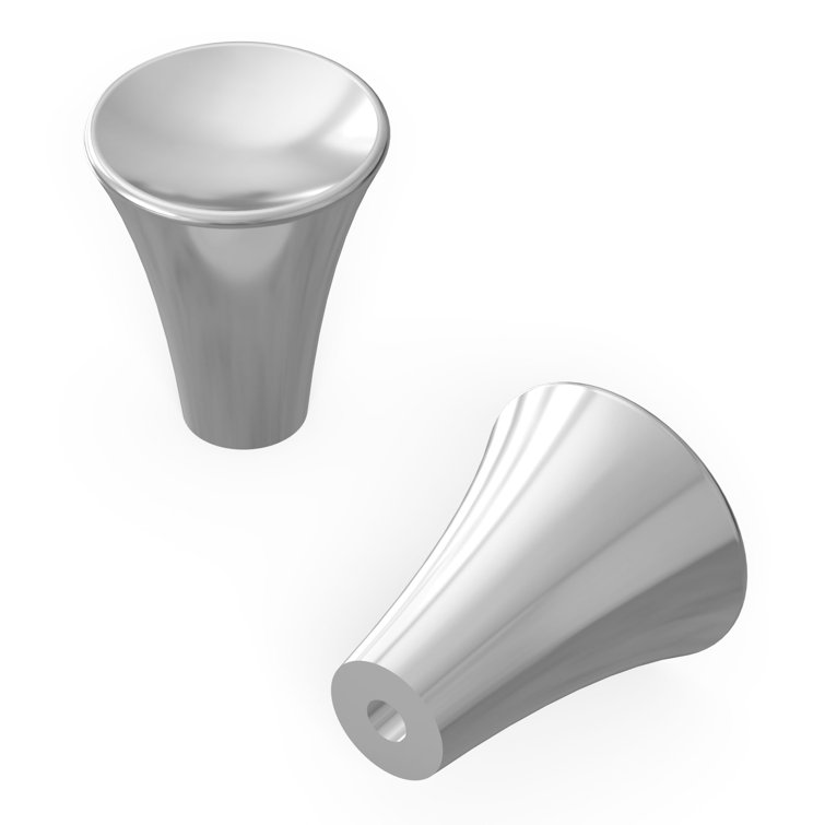 Chrome Polished Round Conical Knob with Mounting Hardware