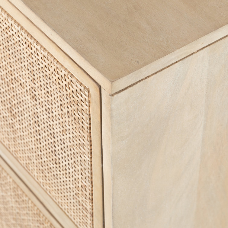 Contemporary Yellow Mango & Cane 2-Drawer Filing Cabinet