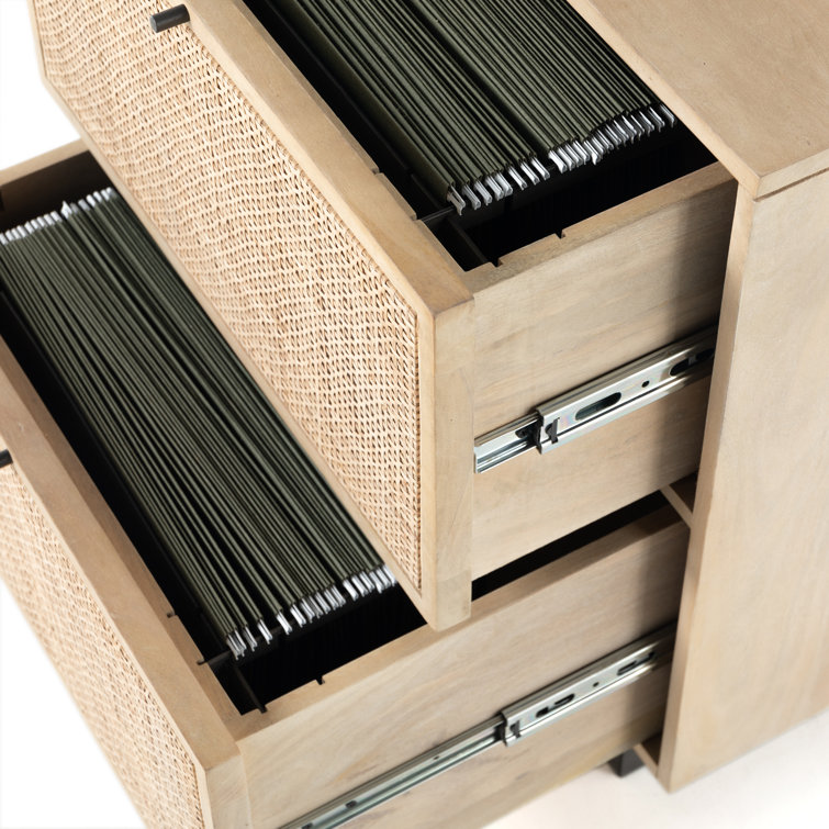 Contemporary Yellow Mango & Cane 2-Drawer Filing Cabinet
