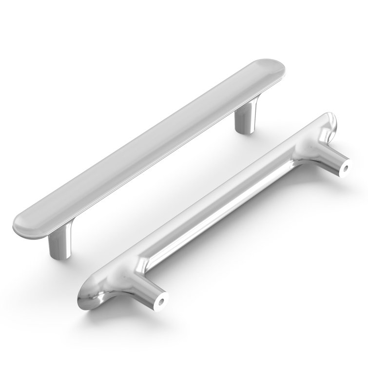 Polished Chrome Modern Kitchen Cabinet Handles, 5-1/16"