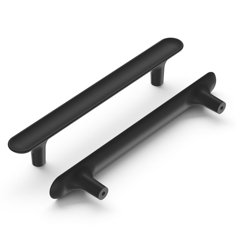 Matte Black Solid Core Kitchen Cabinet Handles, 5-1/16"