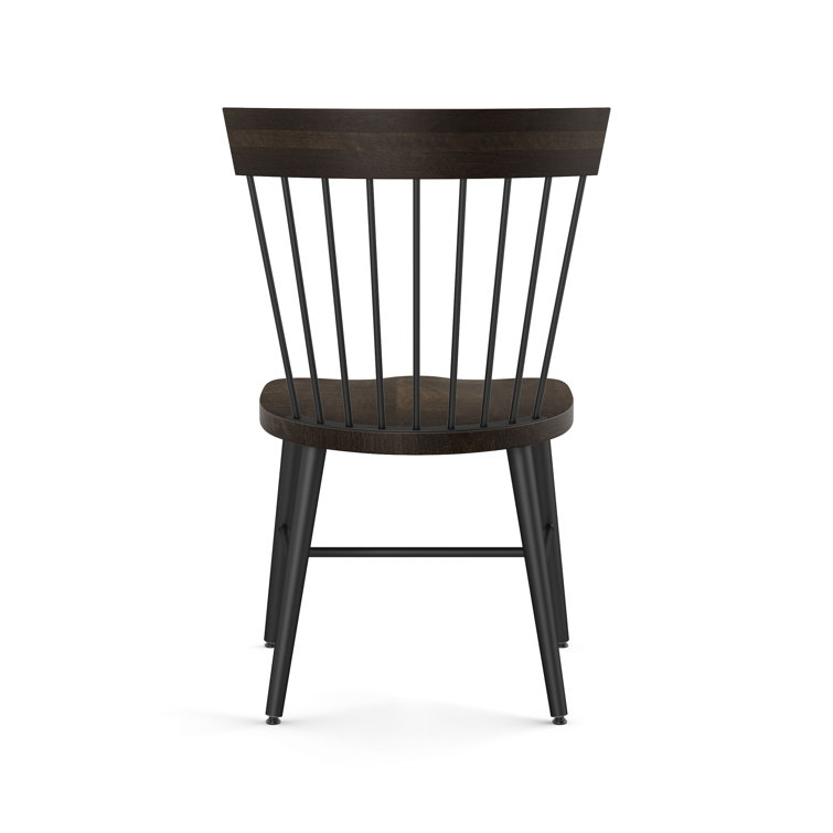 Dark Brown Wood and Metal Slat Back Side Chair