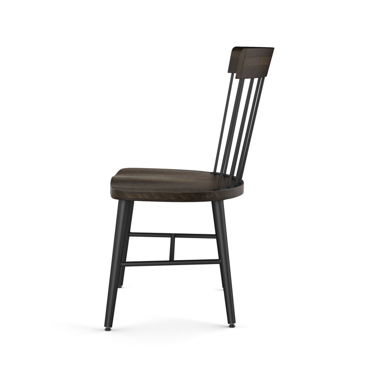 Dark Brown Wood and Metal Slat Back Side Chair