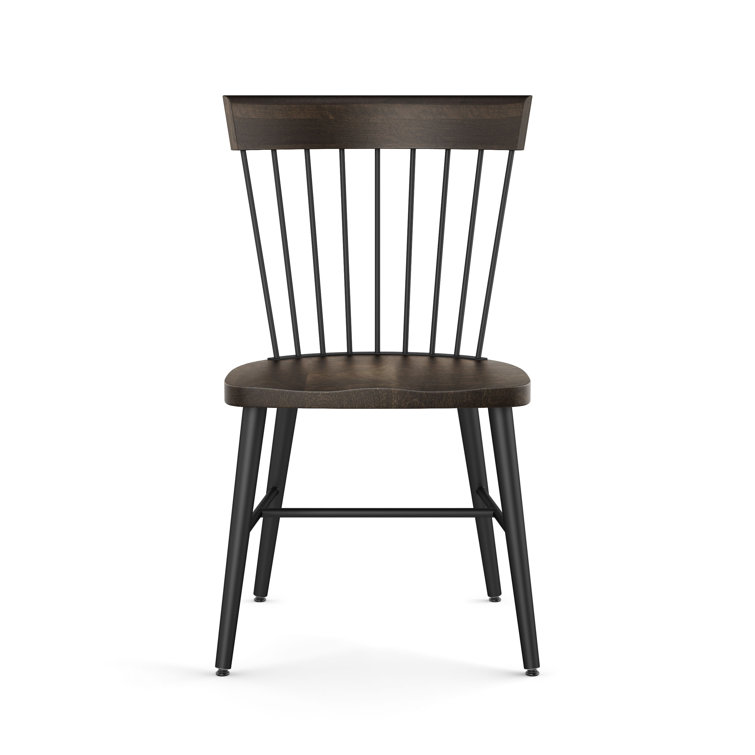 Dark Brown Wood and Metal Slat Back Side Chair