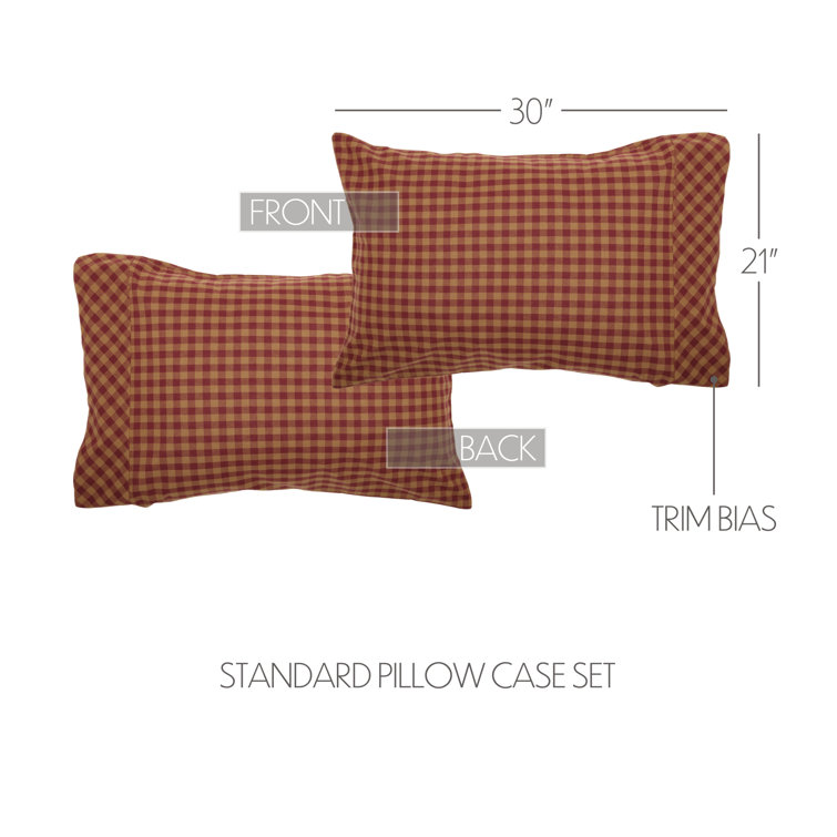 Burgundy Check Cotton Standard Pillowcase Set of 2