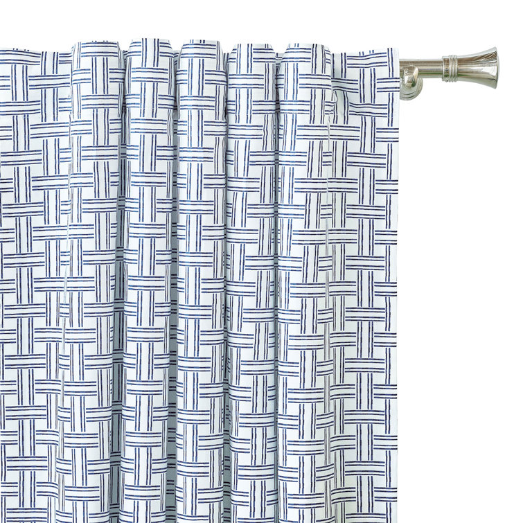 Blue Cotton Room-Darkening Panel Curtains, 48" W x 84" L