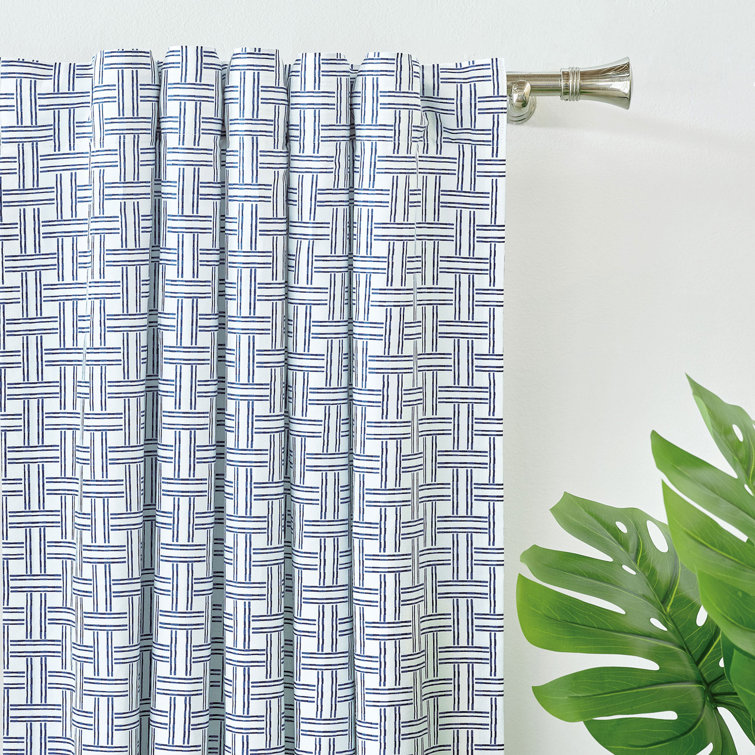 Blue Cotton Room-Darkening Panel Curtains, 48" W x 84" L