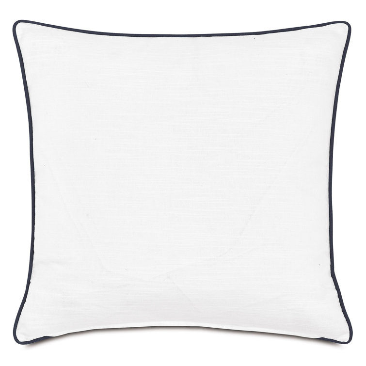 Carnac Sapphire Cotton Blend Square Throw Pillow with Piped Edges