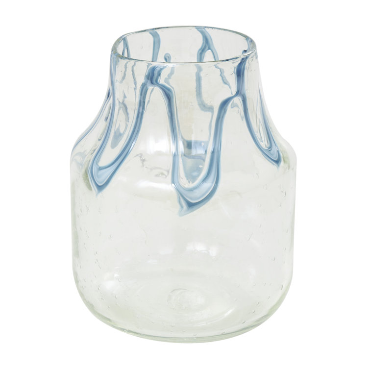 Handmade Clear and Blue Glass Decorative Table Vase