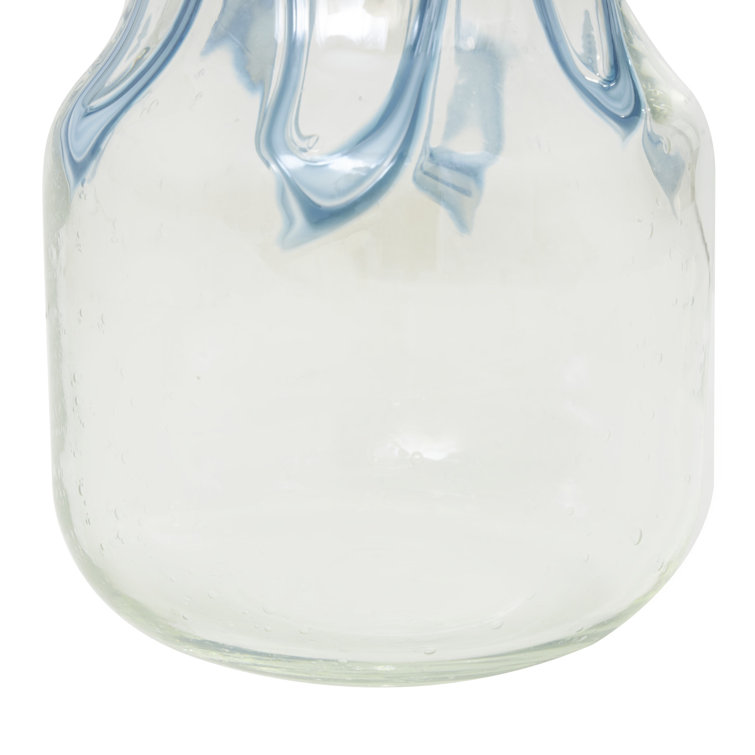 Handmade Clear and Blue Glass Decorative Table Vase