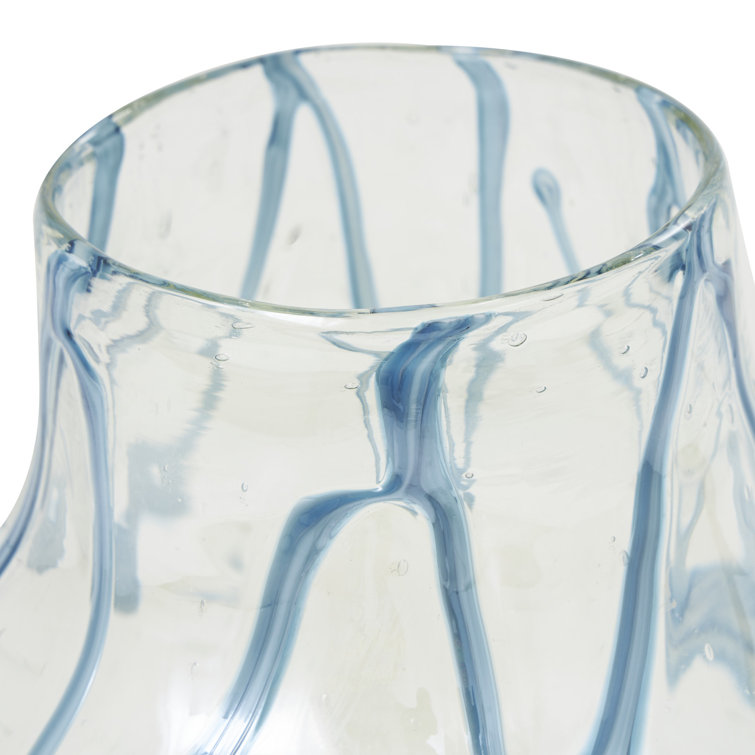 Handmade Clear and Blue Glass Decorative Table Vase