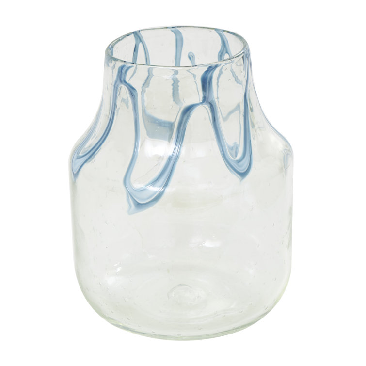 Handmade Clear and Blue Glass Decorative Table Vase