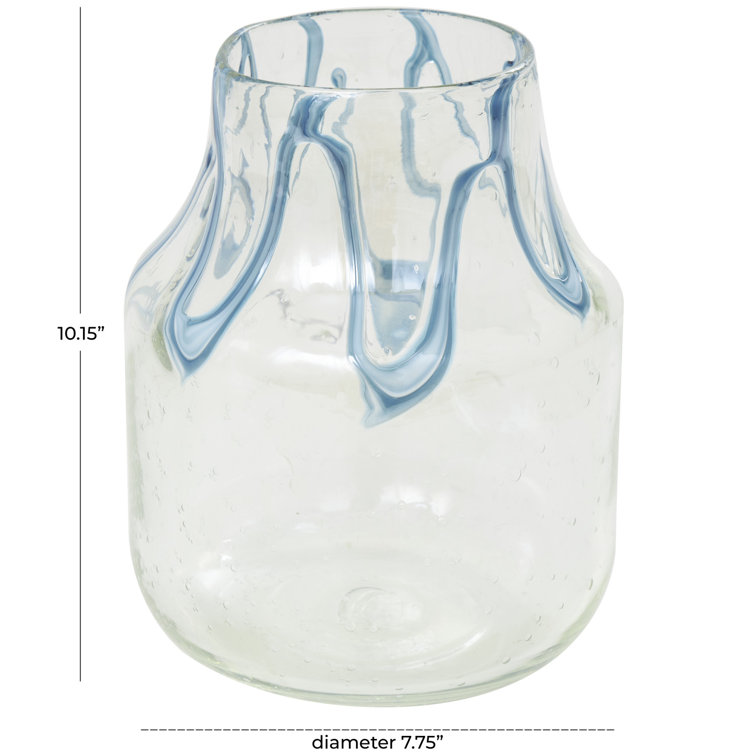 Handmade Clear and Blue Glass Decorative Table Vase