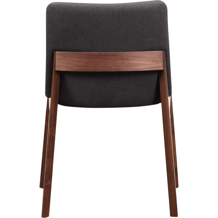 Gray Velvet and Brown Solid Wood Upholstered Side Chair