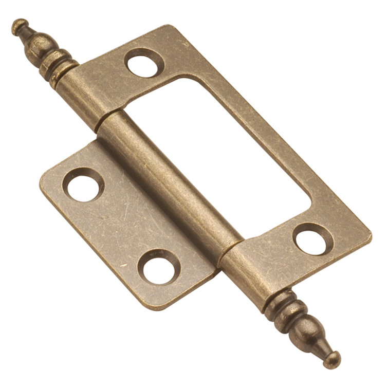 Antique Brass Self Mortise Cabinet Hinges, 2-Pack