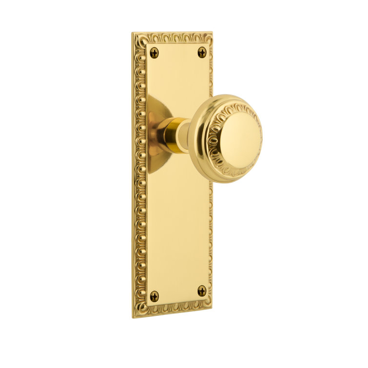 Unlacquered Brass Neoclassical Privacy Door Knob Set