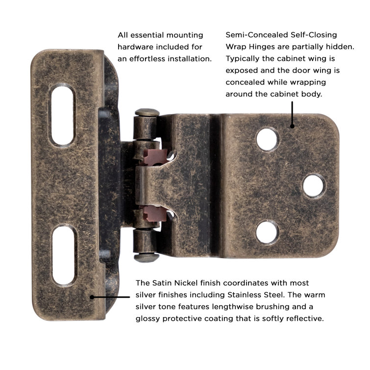 Antique Brass Semi-Concealed Cabinet Hinges 25-Pack