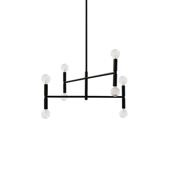 Ava 18" Black Modern 8-Light Incandescent Drum Chandelier