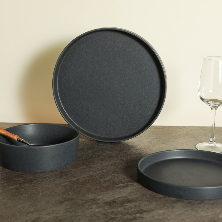 Charcoal Ceramic 12-Piece Dinnerware Set, Service for 4