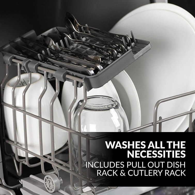 Compact White Portable Countertop Dishwasher with Built-In Water Tank