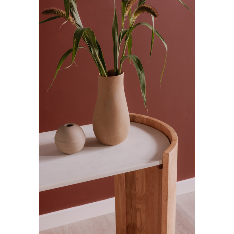 Laurie Natural Wood and Marble Console Table