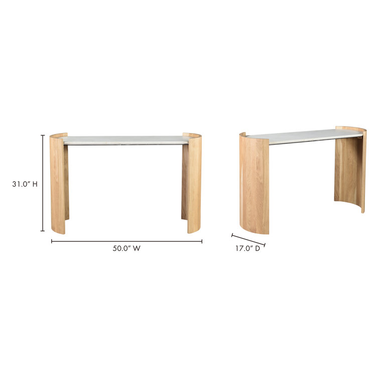 Laurie Natural Wood and Marble Console Table
