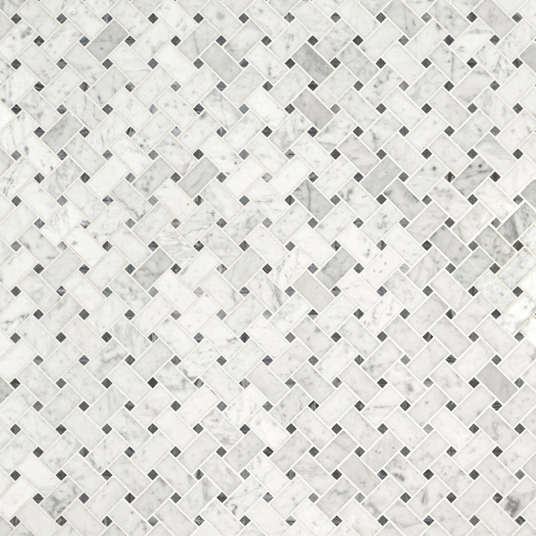 Carrara White Basketweave Honed Marble Mosaic Tile Sheet
