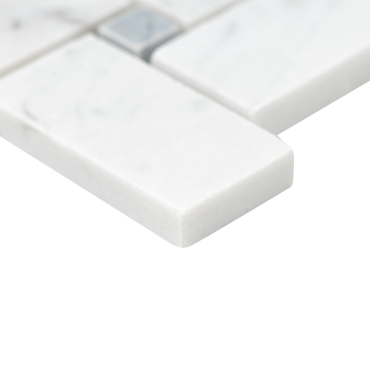 Carrara White Basketweave Honed Marble Mosaic Tile Sheet