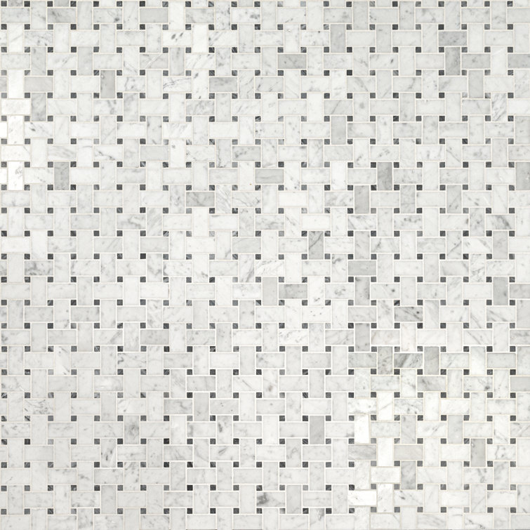Carrara White Basketweave Honed Marble Mosaic Tile Sheet