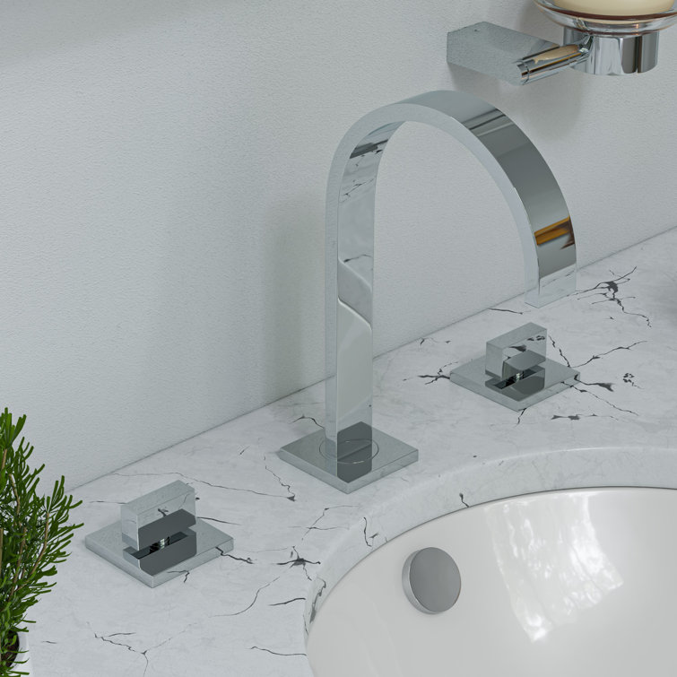 Polished Chrome Gooseneck 6.19" Widespread Bathroom Faucet