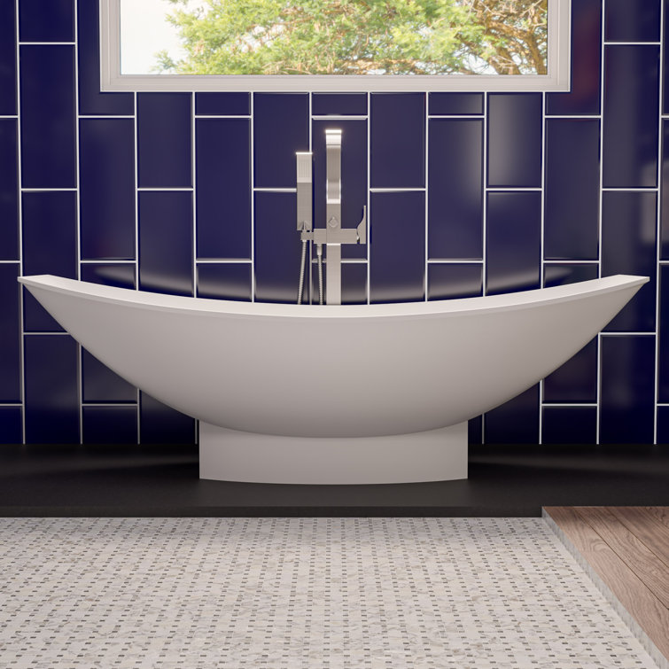 White Solid Surface Freestanding Hammock Style Bathtub